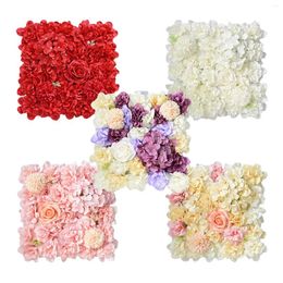 Decorative Flowers 6pcs Artificial Rose Flower Wall Panel Hydrangea Peony For Wedding Party Baby Shower Background Home Decoration