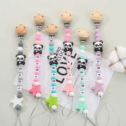 Pacifier Holders Clips# Personalised name for baby pacifier clip silicone Coloured star cartoon teeth toy dummy nipple bracket chain newborn accessories d240521