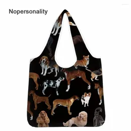 Shopping Bags Foldable Eco-Friendly Bag Tote Floral Dog Print Folding Pouch Handbags Convenient Large-capacity For Travel Grocery