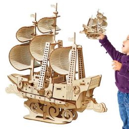 Model Set Action Toy Figures Wooden boat kit Wooden boat construction craft kit Educational wooden block puzzle model building kit Boys and Girls S2452196