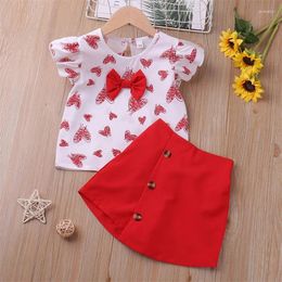 Clothing Sets Baby Costume Girls Sweet Fashion Children Love Cotton T-shirts Culottes 2Pcs Summer Kids Casual Comforts Suit 2-6 Years