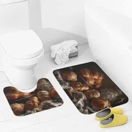 Bath Mats Bathroom Rugs Sets 2 Piece Dough For Bread Absorbent U-Shaped Contour Toilet Rug