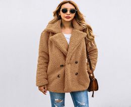 Women Faux Fur Coat Teddy Bear Jacket female Plush Fur Fake Coat Notch Lapels Oversized Winter Plush Jacket Big Size 3XL7456909