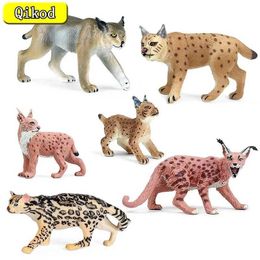 Novelty Games Classic Wild Forest Animals Simulation Tiger Cat Lynx Caracal Action Figure Figurines PVC Model Education School Kid Toys Gifts Y240521