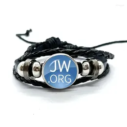 Bangle JW.ORG Bracelet Jehovah's Witnesses Art Picture Glass Cabochon Black Pink Button Jewelry For Catholicism Gift