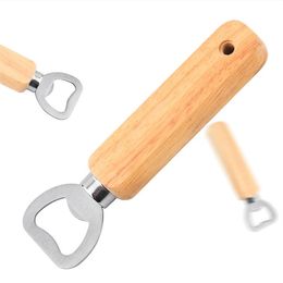 Wooden handle Beer Bottle Opener Stainless Steel Solid Wood Kitchen Tool Wooden Bottle Openers LT625