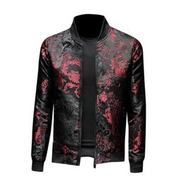 Fashion Floral Embroidery Flower Stylish Bomber Jacket Men Zipper Pocket Outerwear Coat Male Slim Fit Veste9568138