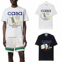Men's T-Shirts Designer New Casa Luxury Monogrammed Printed 230g 100% Cotton T-Shirt For Men And Women J240515