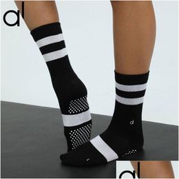 Sports Socks Al 2 Pair Yoga Women Mid Length Cotton Mti Colour Non Slip High Cap Girls Cheerleaders Pilates Fitness Drop Delivery Outdo Oto7L