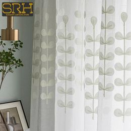 Curtain Custom Nordic White Gauze Living Room Bedroom Balcony Tulle Bay Window Decor Embroidery Linen Fabric