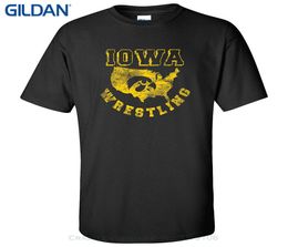 Whole discount Hip Hop Clothing Cotton Short Sleeve T Shirt Iowa Usa Wrestling Hawkeyes University Of Iowa T shirt5926891