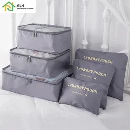 Storage Bags 6PCS Set Travel Clothes Waterproof Portable Luggage Organizer Pouch Packing Cube