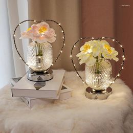 Table Lamps Home Birthday Party Wedding Decor: Cordless Rose Night Lights Led Artificial Flower Lamp Real Touch Bouquet