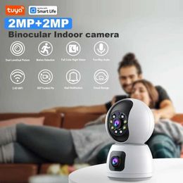 Wireless Camera Kits Dual lens WiFi indoor safety camera 2MP Tuya application for home safety pet camera motion tracking 2K Colour night vision 2Way audio J240518