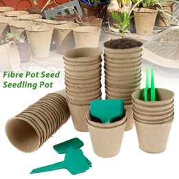 50 sets of seed start-up trays circular biodegradable pulp pea plant pots seed incubators garden plants 240517