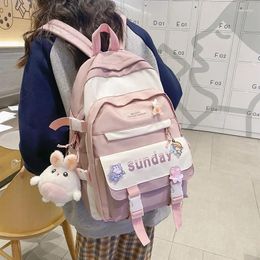 School Bags Female Design Sense Color Contrast Niche Girl Mori Department Japanese Male High Students Simple College Student Bag