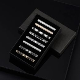 8 PCS Tie Clips Set With Gift Box Wedding Guests Gifts Luxury Mens Jewelry Business Metal Man Shirt Cufflinks Gift For Husband 240520