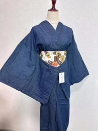 Ethnic Clothing Women's Japanese Traditional Kimono Washed Denim Solid Color Formal Yukata Cosplay Costume Pography Long Dress
