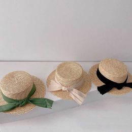 Caps Hats Korean Baby Straw Hat 2024 Childrens Sun Protection Panama Outdoor Travel Beach d240521