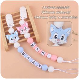Pacifier Holders Clips# Baby pacifier clip personalized name cartoon teeth toy cute cat dummy clamp chain accessories newborn gift d240521