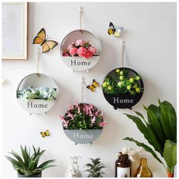 Vases Home Decoration Circular Wall Hanging European Simple Living Room Receiving Flower Basket Family