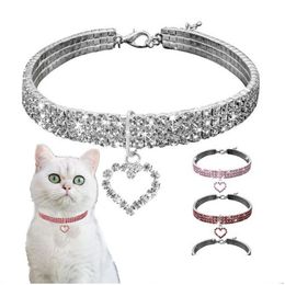 Cat Collars & Leads Crystal Collar Necklaces Imitation Pearl Rhinestone Pendants Necklace Animals Jewelry For Cats Dogs Pet Drop Deliv Dhycf