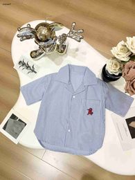 Top baby lapel Shirt Short sleeve Fine vertical grain Child T-shirt Size 100-150 CM kids designer clothes girls boys Blouses 24Feb20