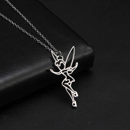 Cute Fairy Necklace Stainless Steel Gold Colour Angel Pendant Choker Necklaces For Women Engagement Party Jewellery Gifts