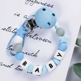 Pacifier Holders Clips# Handmade pacifier chain with Personalised name dummy clip silicone dental beads Chupetero pacifier holder clip baby gift d240521