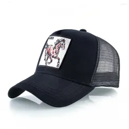 Ball Caps Men's Baseball Cap With Horse Embroidery Patch Snapback Hip Hop Trucker Women Four Season Outdoor Breathable Visor Bone Hats