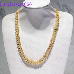 Hip Hop Jewellery Gold Plated 12mm Prong Setting Sier Vvs Moissanite Cuban Link Chain Necklace