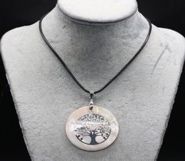 Pendant Necklaces Natural Mother Of Pearl Shell Necklace Charming Tree Pattern For Women Men Charms Jewelry8909134