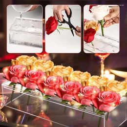 Vases Acrylic Wedding Decor Gift Dining Party Flower Box Decoration Holes 12/22 Table For Vase Clear Rose Rectangular