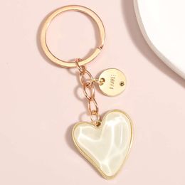 Cute Enamel Keychain Letter Love Heart Key Ring Valentine's Day Gifts For Couple Lovers Handbag Accessorie DIY Handmade Jewelry