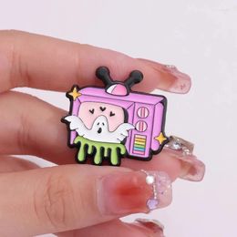Brooches Halloween Ghost Enamel Pins Collect Ghosts On Tv Lapel Badges Cute Glitter Jewellery Gift For Friends