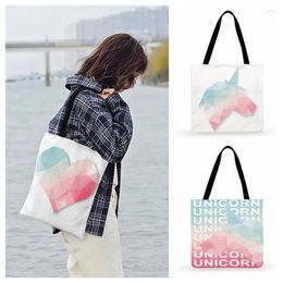 Shopping Bags Ladies Shoulder Bag Pink Heart-shaped Art Design Print Tote For Women Casual Foldable Outdoor Beach