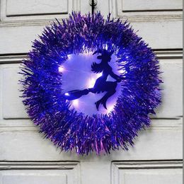 Decorative Flowers Hallway With Light Wreaths Decorated Witch For Halloween Ornaments