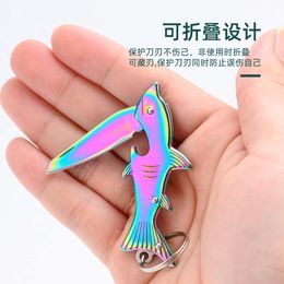 Sharp, Mini Self Small, Defense Outdoor Portable Keychain Hanger Folding Fruit Knife 818522