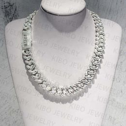 Baguette Cut 925 Silver Miami Vvs Moissanite Cuban Chain Past Diamond Tester Iced Out Men Hip Hop Link Necklace