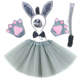 Adult Kids Animal Jungle Donkey Cosplay Costume Set Long Ears Tail Bow Skirt Tutu Props Party Accessories Christmas Halloween 240515
