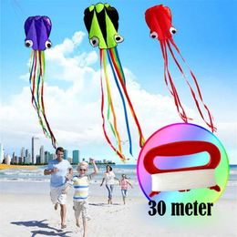 Kite Accessories 3D 4M Octopus Kite with Handle Line Childrens Outdoor Summer Games Professional Stunt Software Power Beach Kite Childrens Toys WX5.21