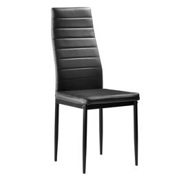 ZK20 6pcs Elegant Assembled Stripping Texture High Backrest Dining Chairs Black