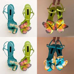 Rtop Of The Line Design Butterfly Blue Sandal Heels Woman Rdress Shoes Yellow Bow Stiletto Heel Fashion Wedding Party Ankle Evening Cm Factory Footwear