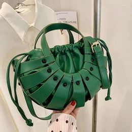 Shoulder Bags Semicircle Design PU Leather Flower Basket Crossbody For Women 2024 Spring Handbags And Purses