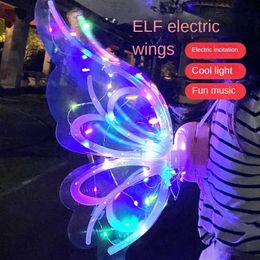 Glowing Wing Elf Role Play Childrens Girl Fairy Angel Birthday Party Decoration Dress Butterfly Girls Toy 240521