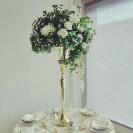 60cm/100cm)New Wedding Decoration no Crystal gold pillar walkway Flower Stand Stage Table Flower Stand For Wedding Centerpiece Decoration 894