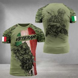 Camo Italy Flag T-shirt For Men Italian 3d Printed T Shirt Classic Short Sleeve Tee Shirt Oversized Sports Camouflage Tops