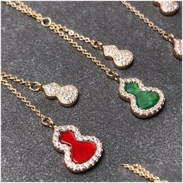 Pendant Necklaces 18K Gold Plated Diamond Necklace Classic Titanium Steel Gourd Womens Designer Jewelry Colorless Craft Drop Deliver Dhw7M