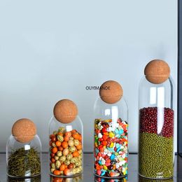 Storage Bottles Transparent Spice Jar Glass Sealed Water Bottle With Round Cork Mason Tea Coffee Tank Food Grains Container