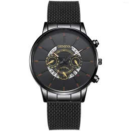 Wristwatches Men's Casual Business Calendar Mesh Strap Watch Quartz Fashion Waterproof Wrist 2024